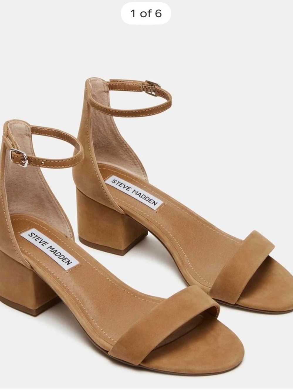 Steve Madden Tan Suede Block Heel Sandals with Ankle Strap